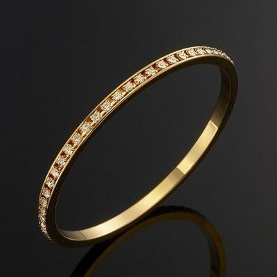 18ct Heavy Yellow Gold Plated Bangle Made with SWAROVSKI® Crystals-1
